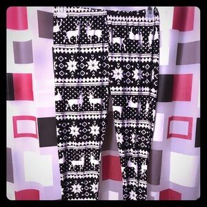 Christmas Reindeer and snowflake leggings